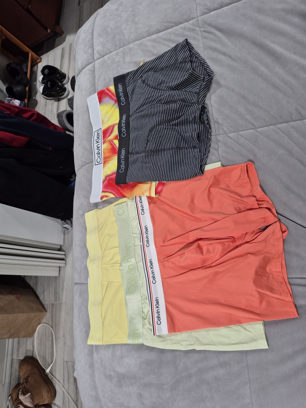 Calvin Klein Men's Boxer Briefs Bundle - Coral, Yellow, Black/White Stripe